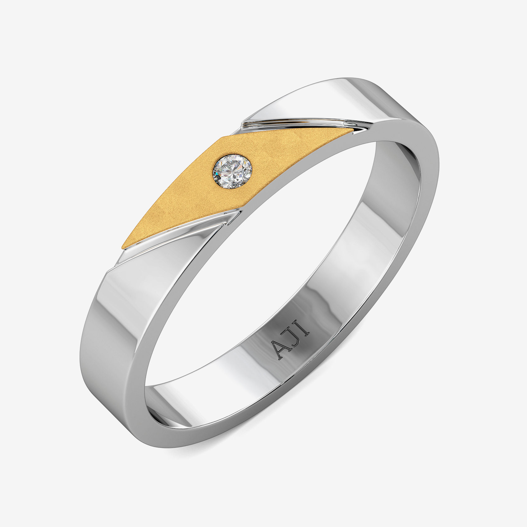 Diagonal Gold Elegance Womens Diamond Ring