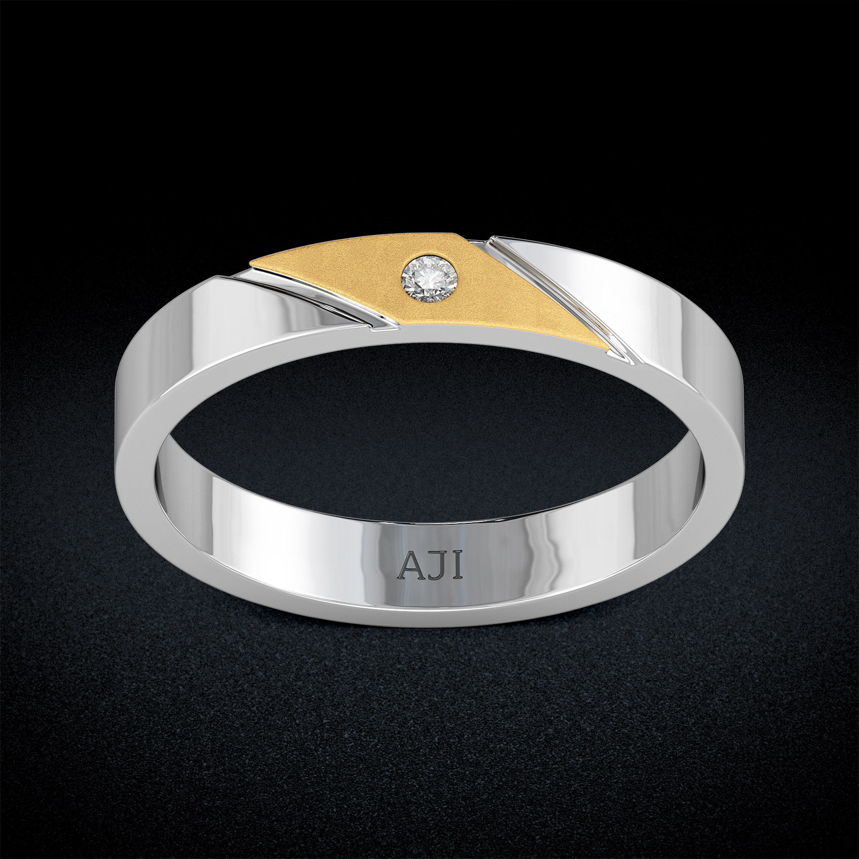 Diagonal Gold Elegance Womens Diamond Ring image
