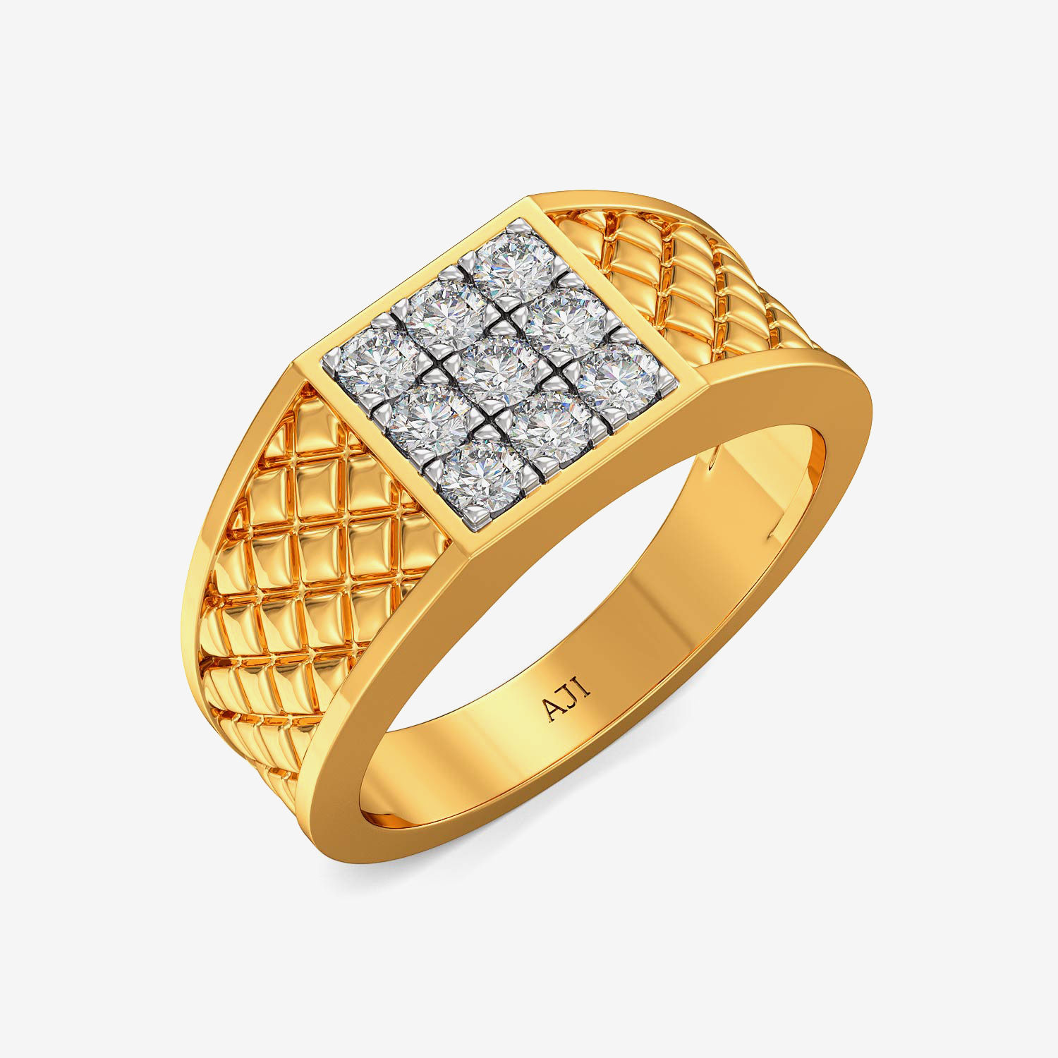 Criss-cross Heavy Motif Mens Diamond Ring