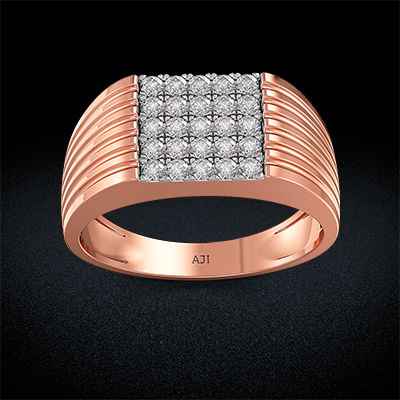 Rose-gold Bumpy Strips Designer Mens Diamond Ring alternate view 2