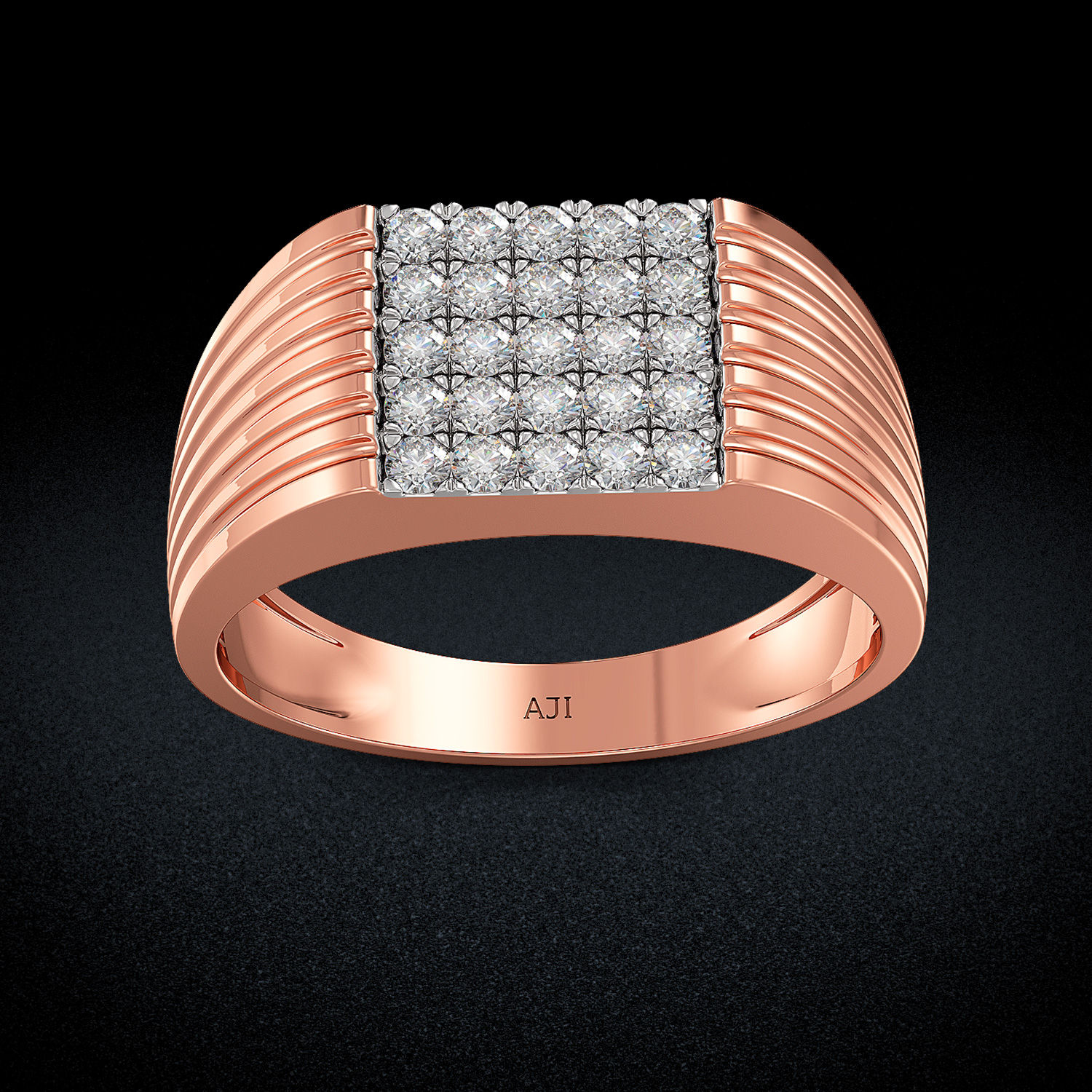 Rose-gold Bumpy Strips Designer Mens Diamond Ring image