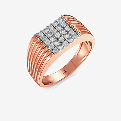 Rose-gold Bumpy Strips Designer Mens Diamond Ring alternate view 1