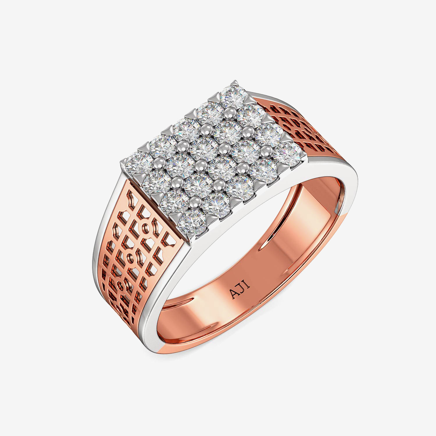 Rose-gold Argent Designer Mens Diamond Ring