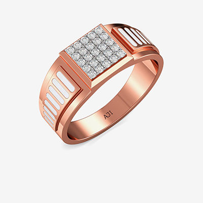 Extravagant Rose-gold Box-shaped Mens Diamond Ring alternate view 1