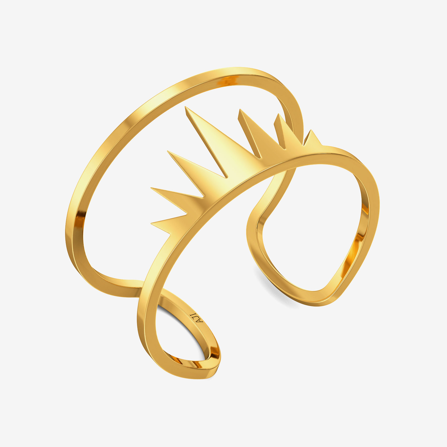 Doodle King's Crown shaped sparkling Gold Ring