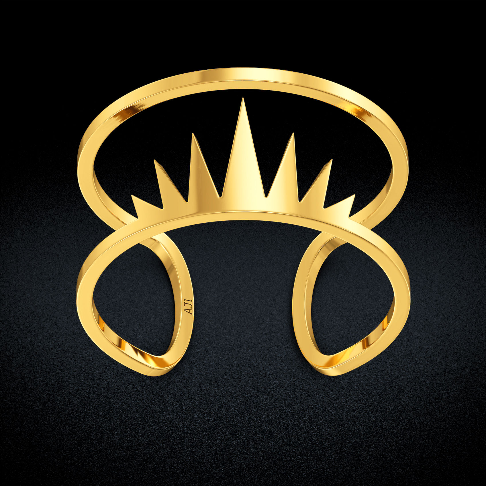 Doodle King's Crown shaped sparkling Gold Ring image