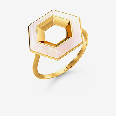 Hexa Shine moon pearl Gold Ring alternate view 1