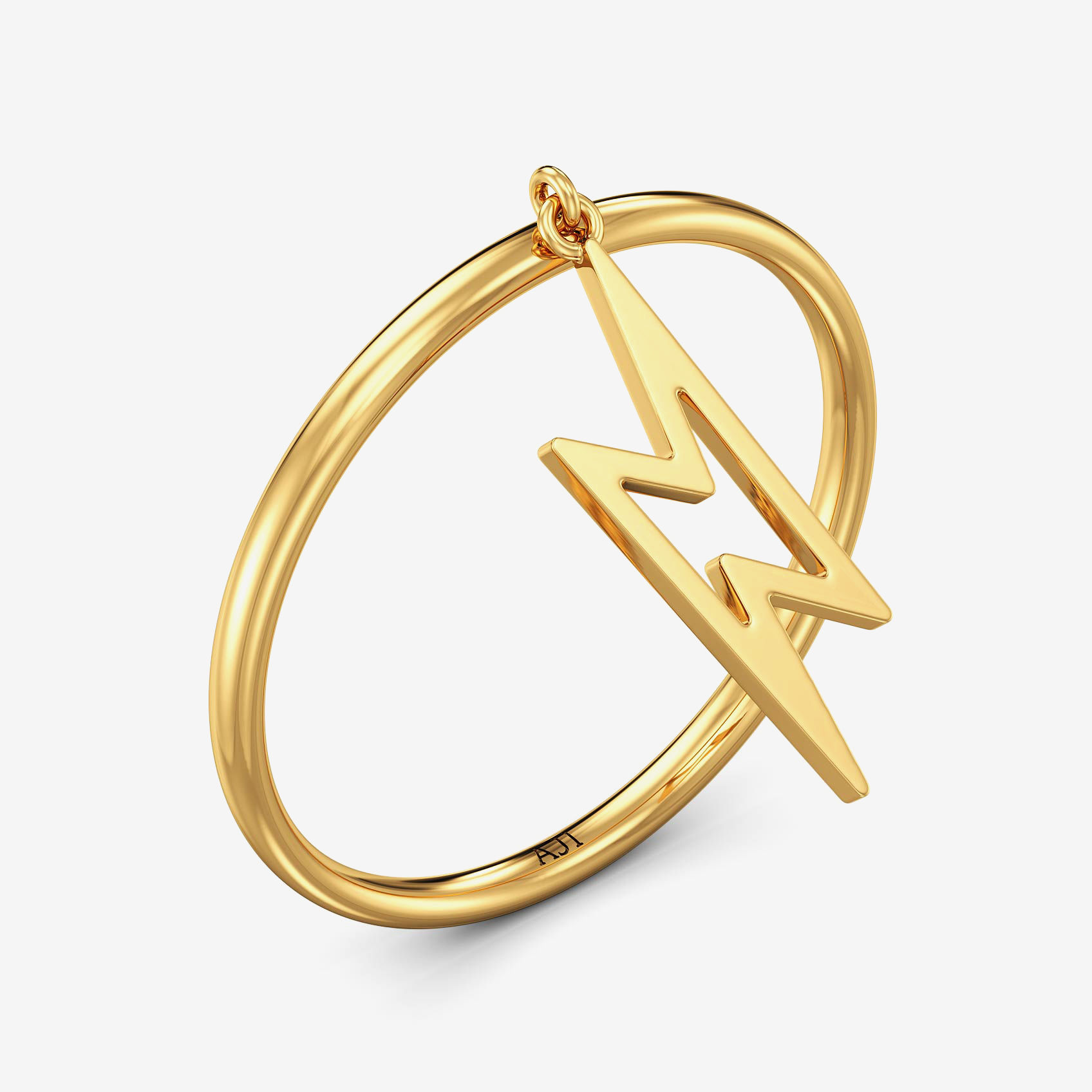 Adorable Hanging Lingtning-shape gold Ring