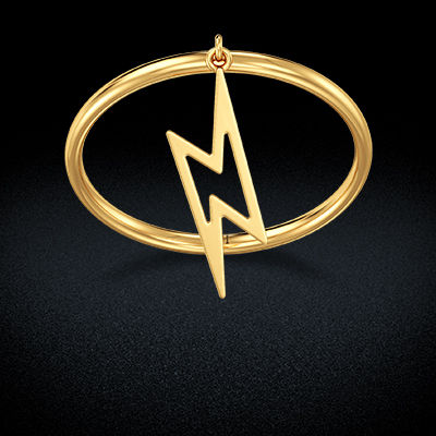 Adorable Hanging Lingtning-shape gold Ring alternate view 2