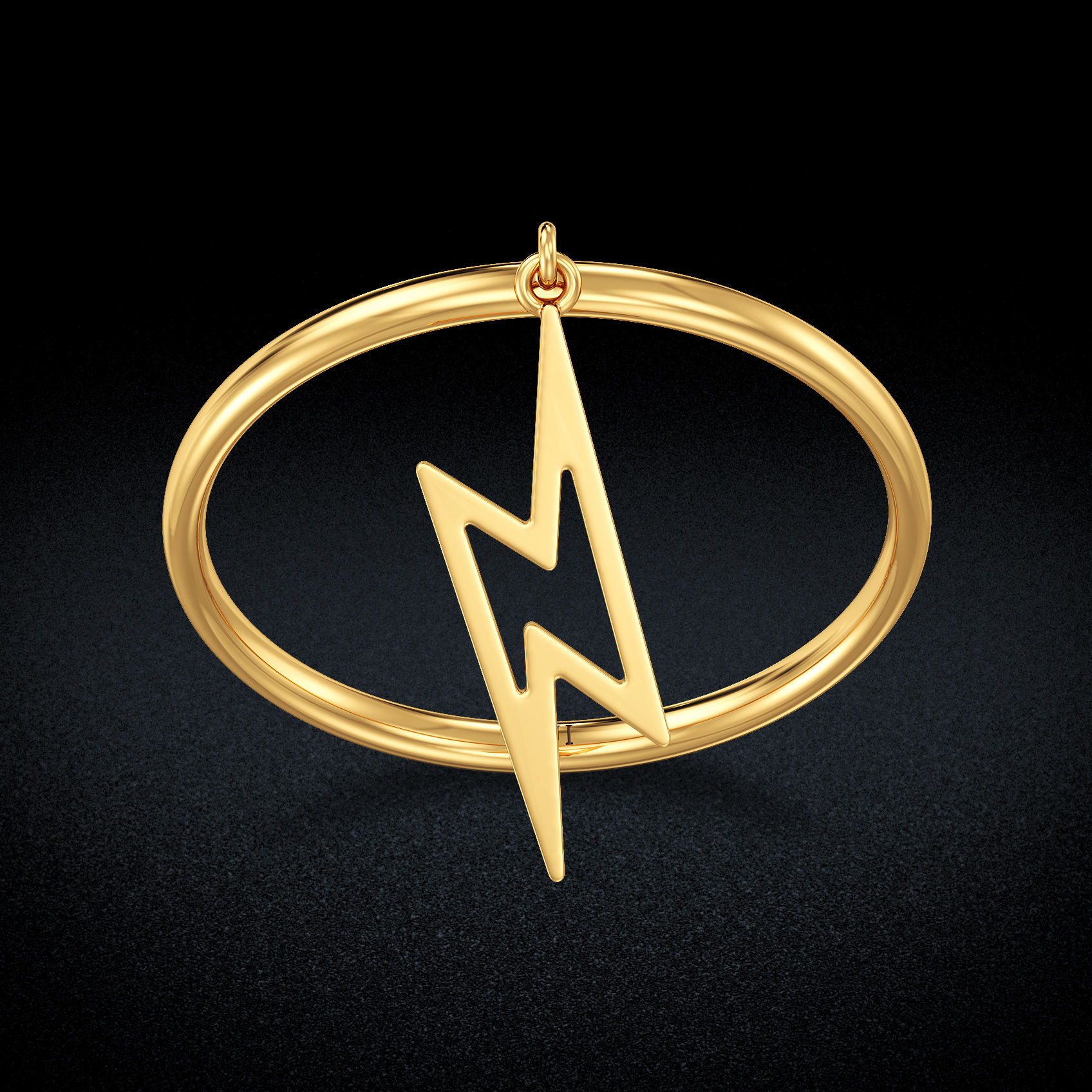 Adorable Hanging Lingtning-shape gold Ring image