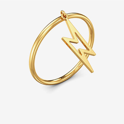 Adorable Hanging Lingtning-shape gold Ring alternate view 1