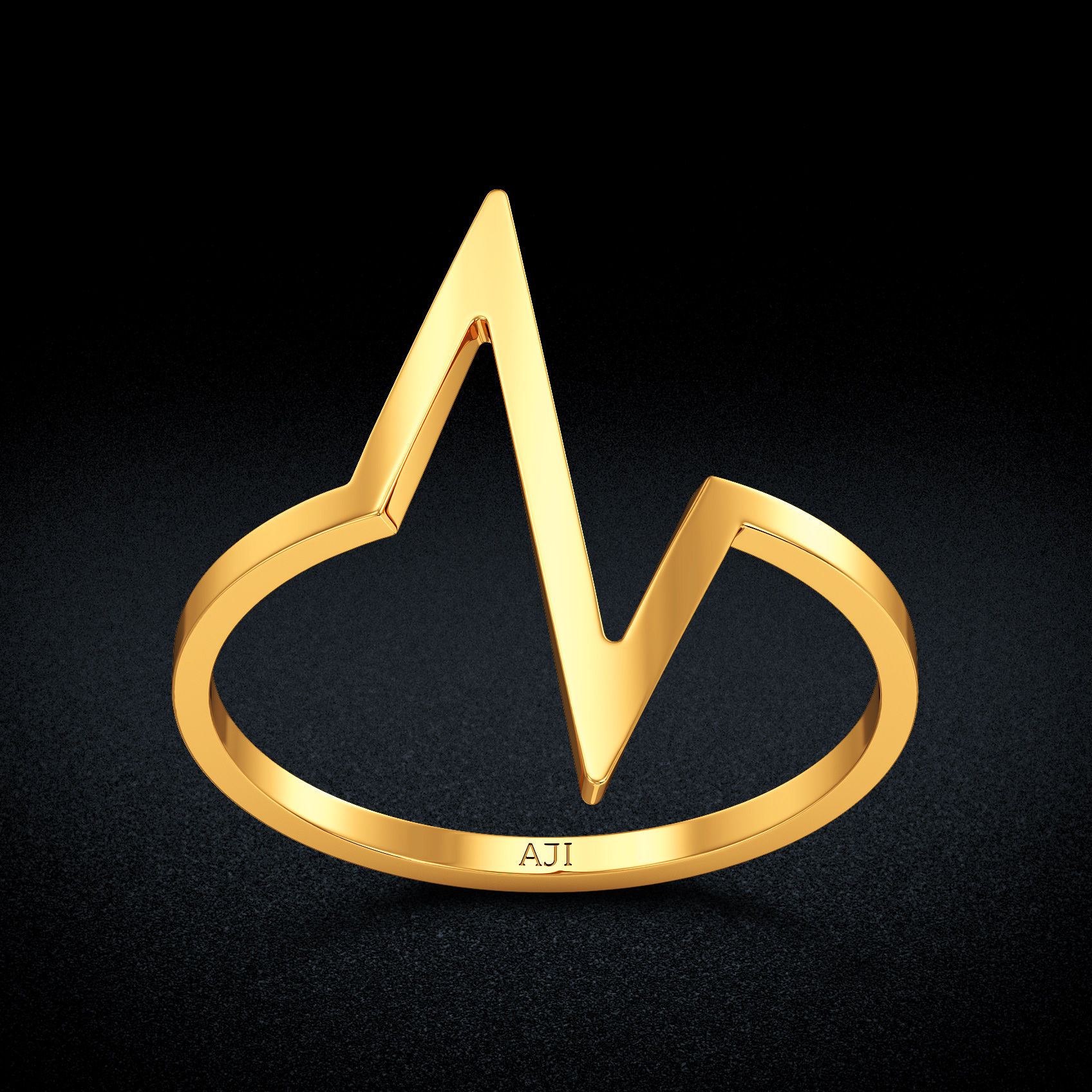 Pulse Symbol Gold Thin Ring image