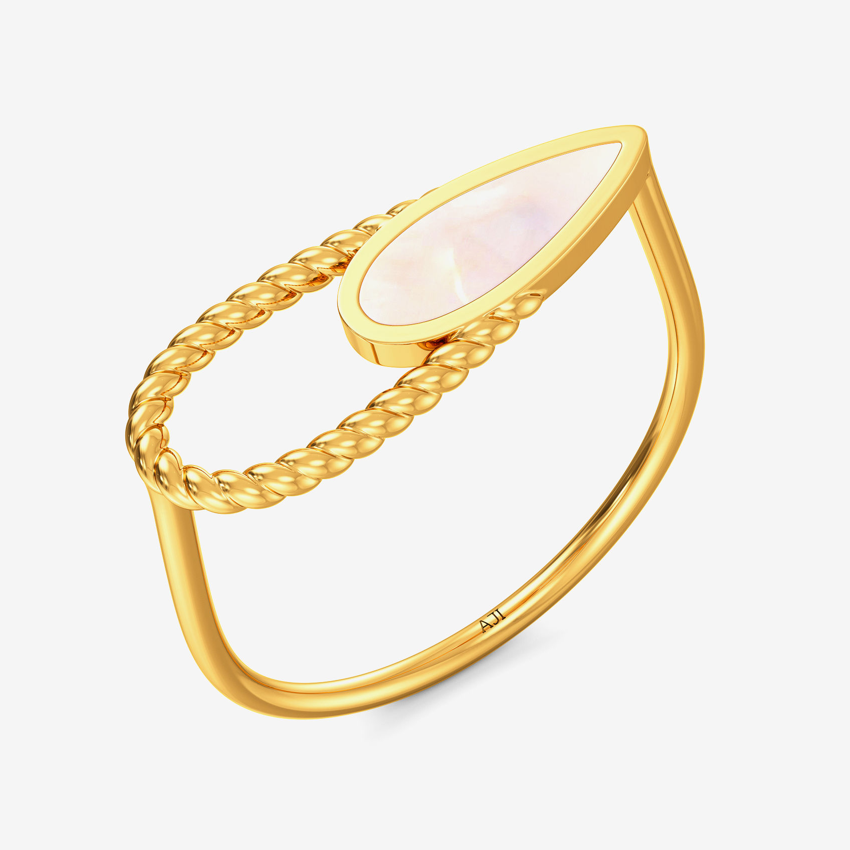 Whitish Dewdrop pearl thin Ring