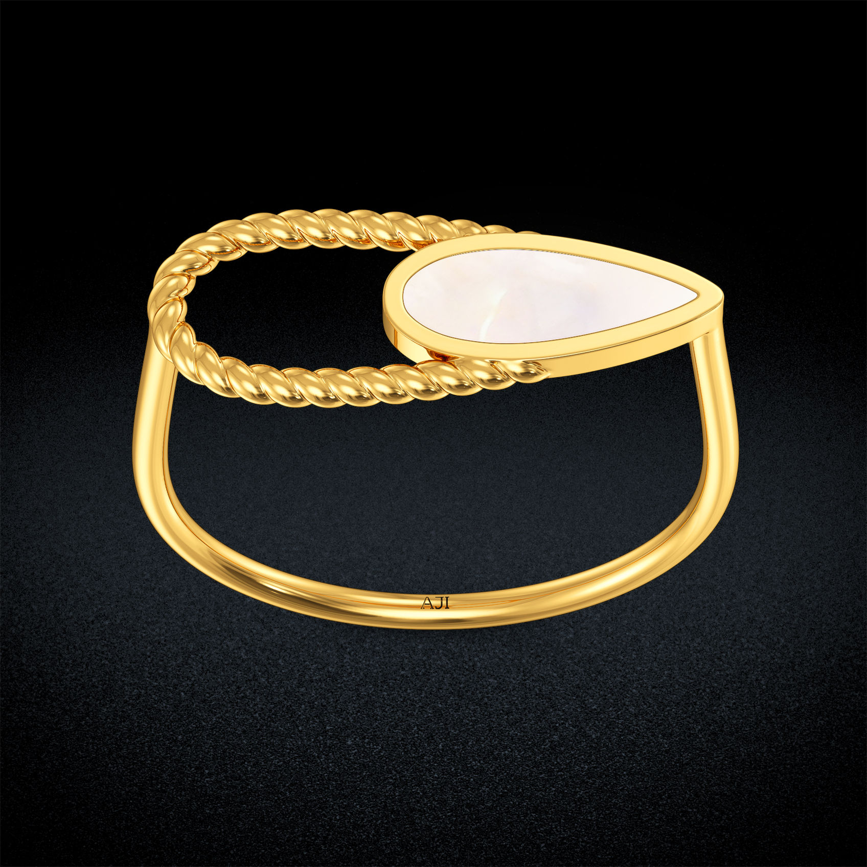 Whitish Dewdrop pearl thin Ring image