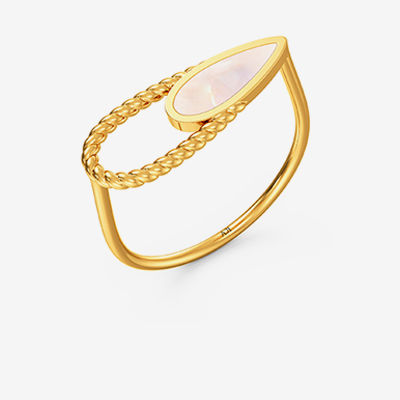 Whitish Dewdrop pearl thin Ring alternate view 1