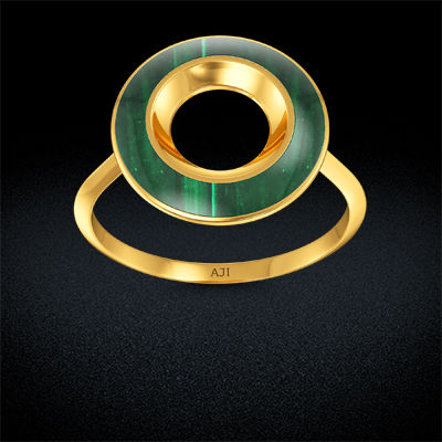 Playful greenish Gold circle shaped Ring alternate view 2