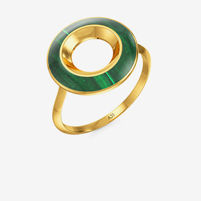 Playful greenish Gold circle shaped Ring alternate view 1