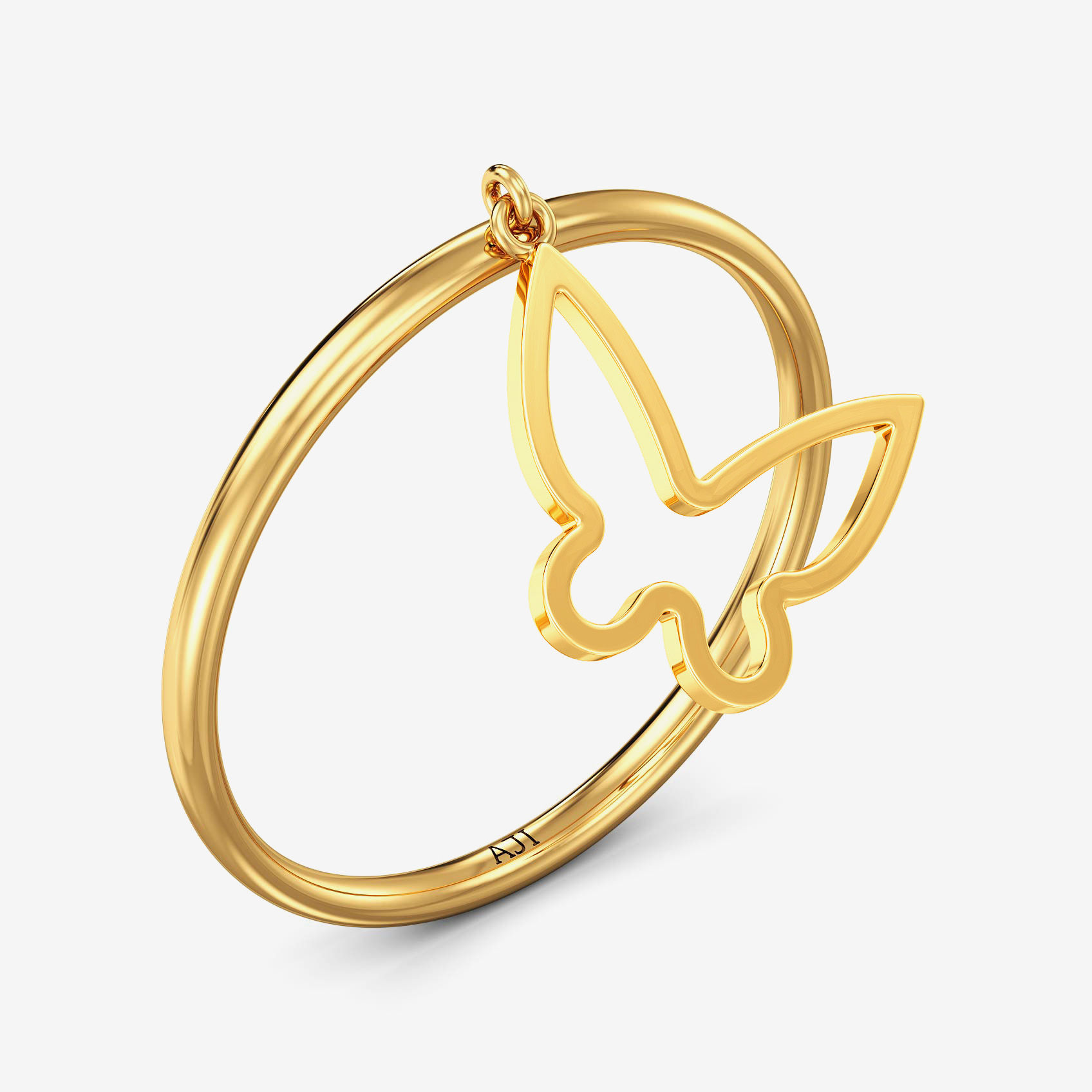 Adorable Gold Hanging Butterfly Ring