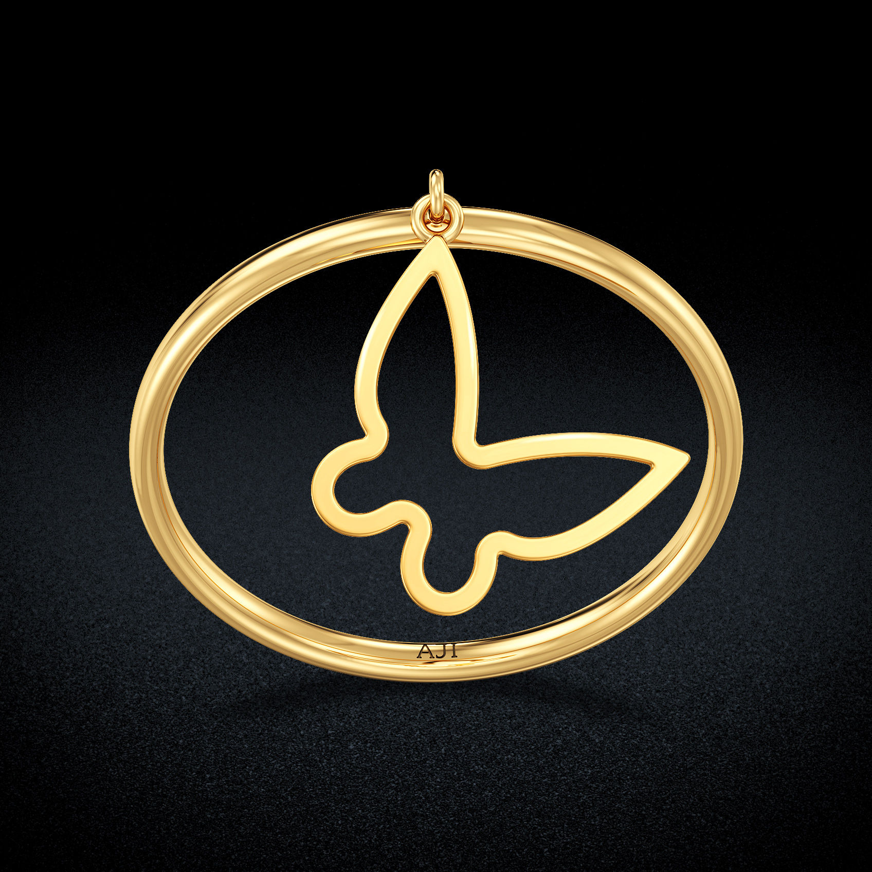 Adorable Gold Hanging Butterfly Ring image