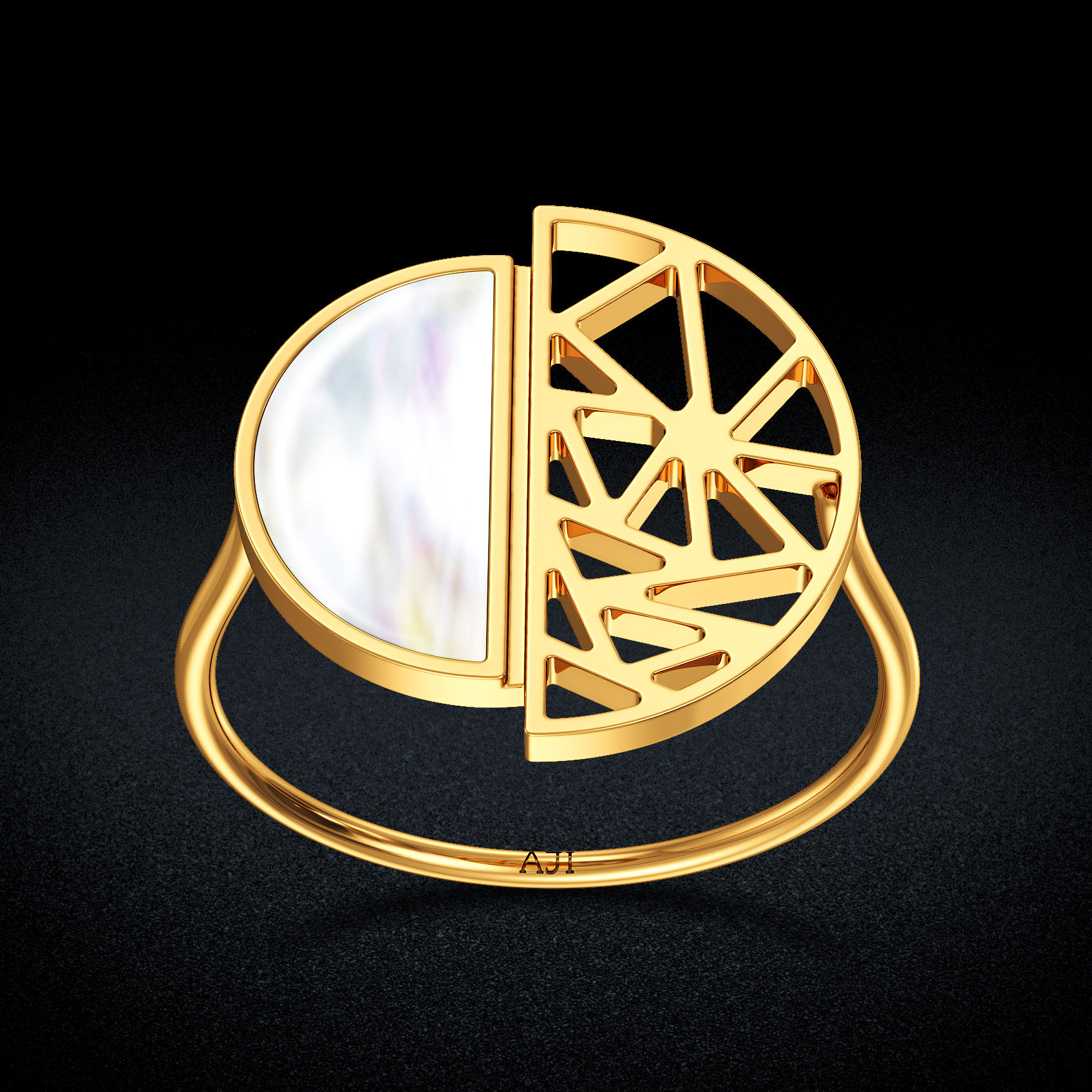 Stylish Gold & Pearl Ring image