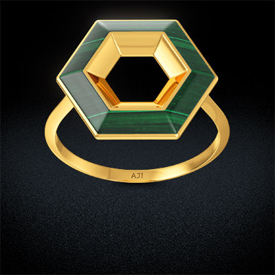 Green HexaGlow Gold Ring alternate view 2