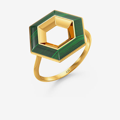 Green HexaGlow Gold Ring alternate view 1