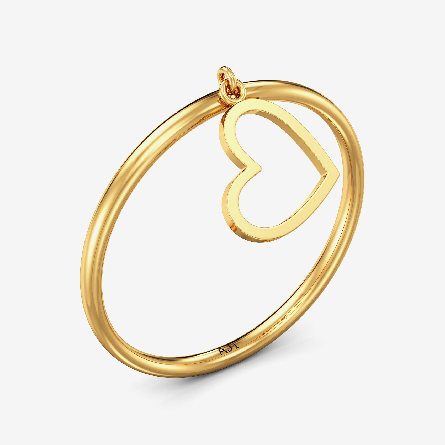 Playful Gold Hanging Heart Ring