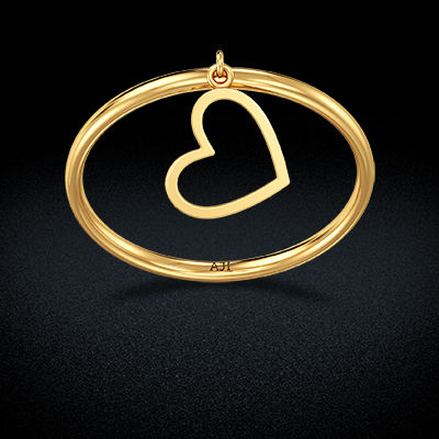 Playful Gold Hanging Heart Ring alternate view 2