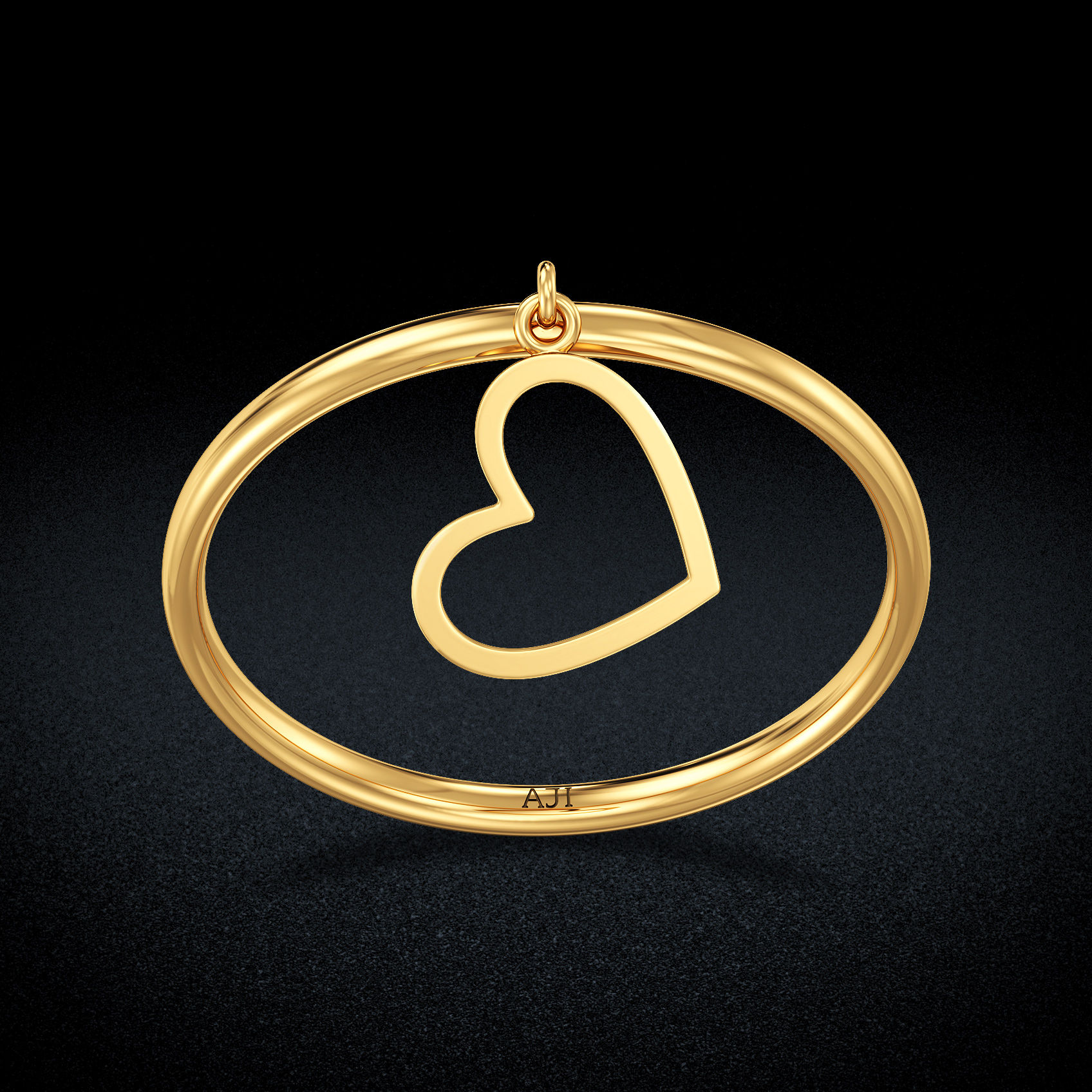 Playful Gold Hanging Heart Ring image