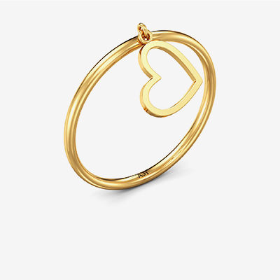 Playful Gold Hanging Heart Ring alternate view 1