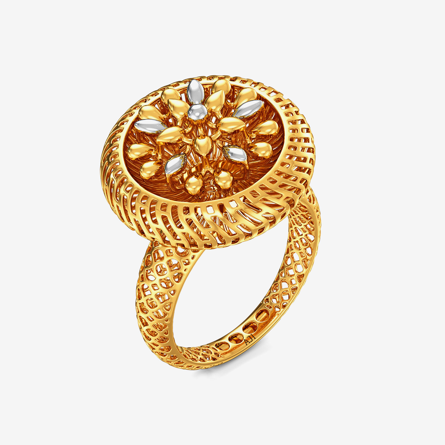 Elegant Floral Halo Gold Ring