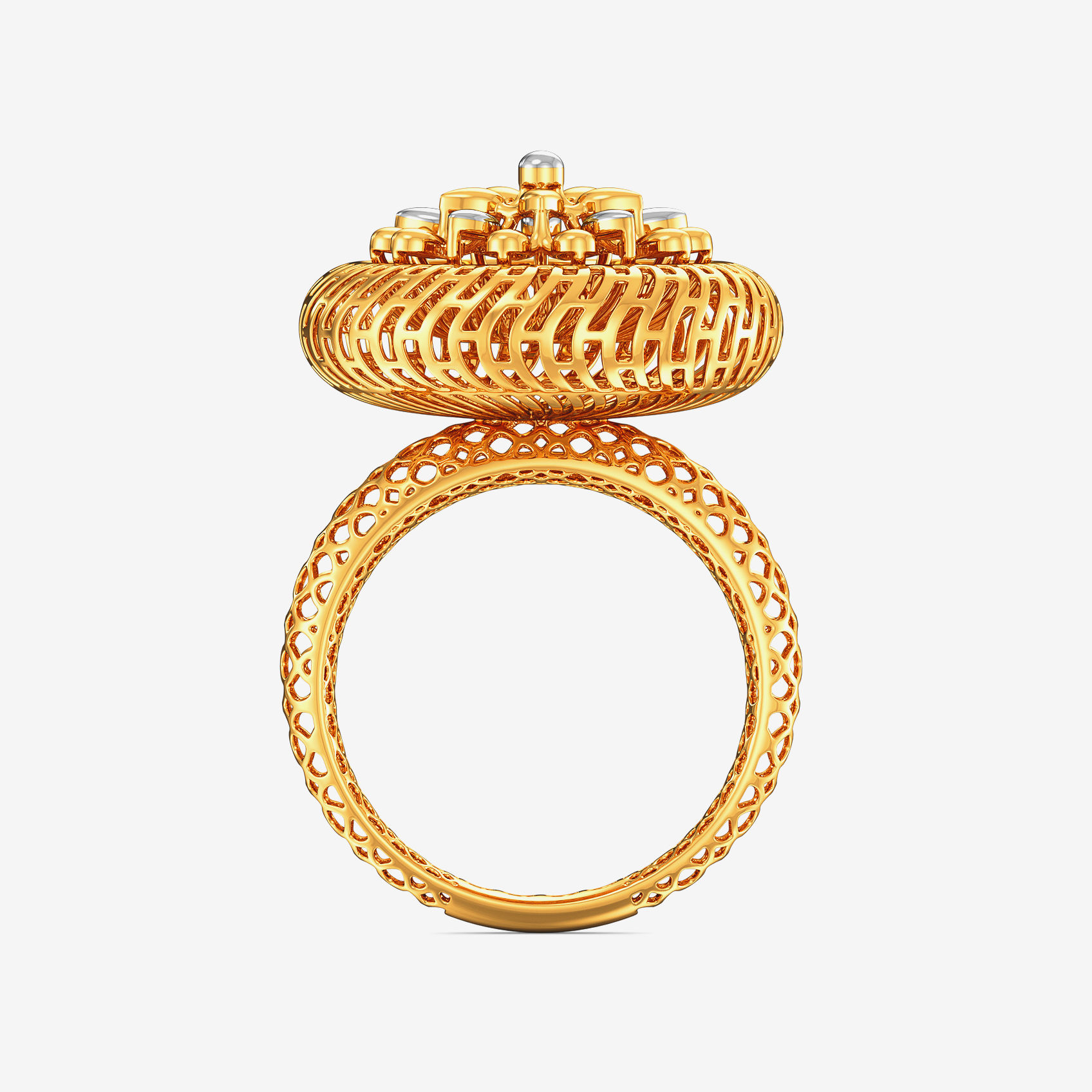 Elegant Floral Halo Gold Ring alternate view 2