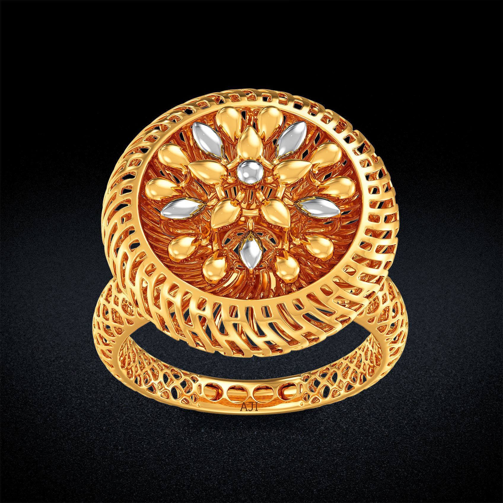 Elegant Floral Halo Gold Ring image