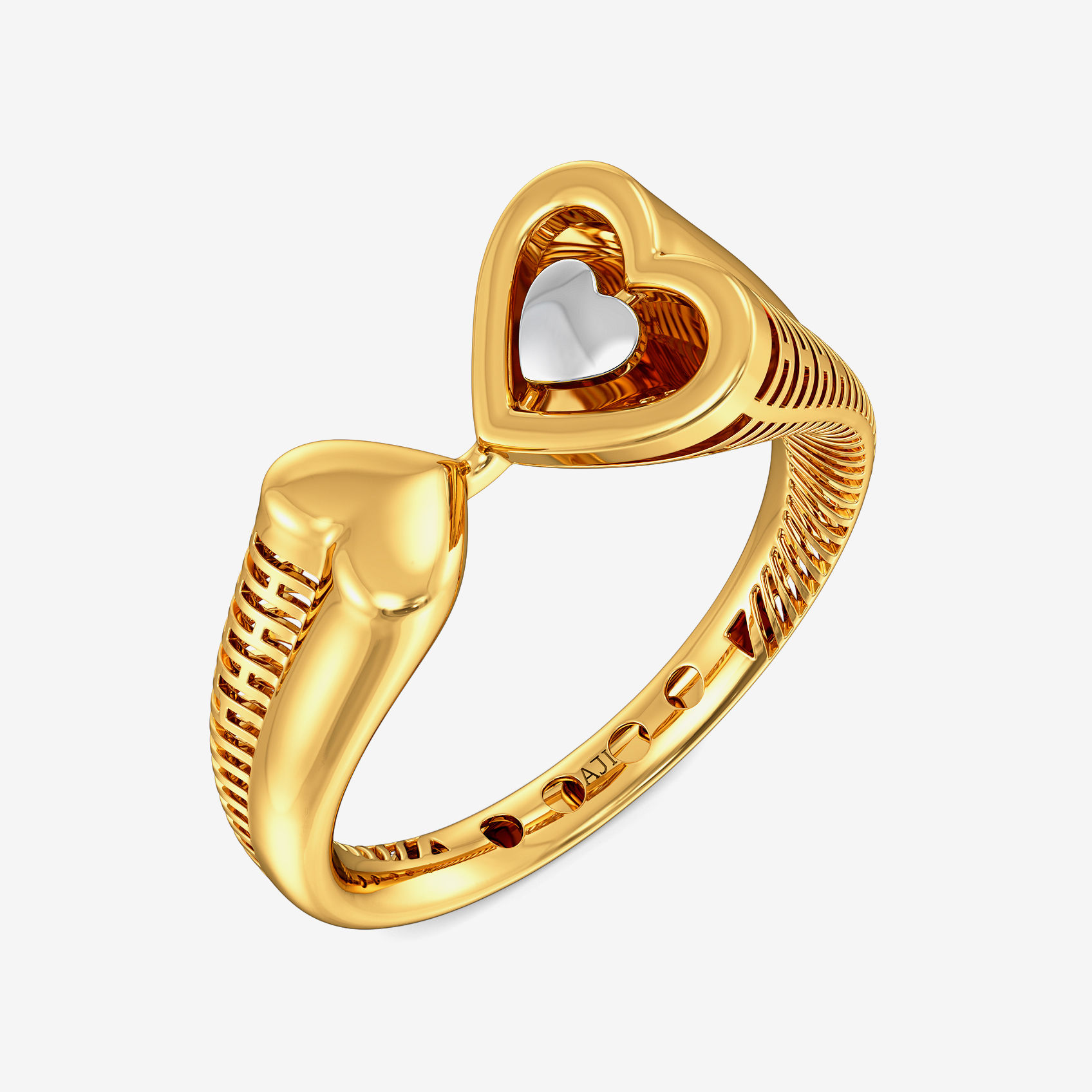 Heart Encircled Gold Ring