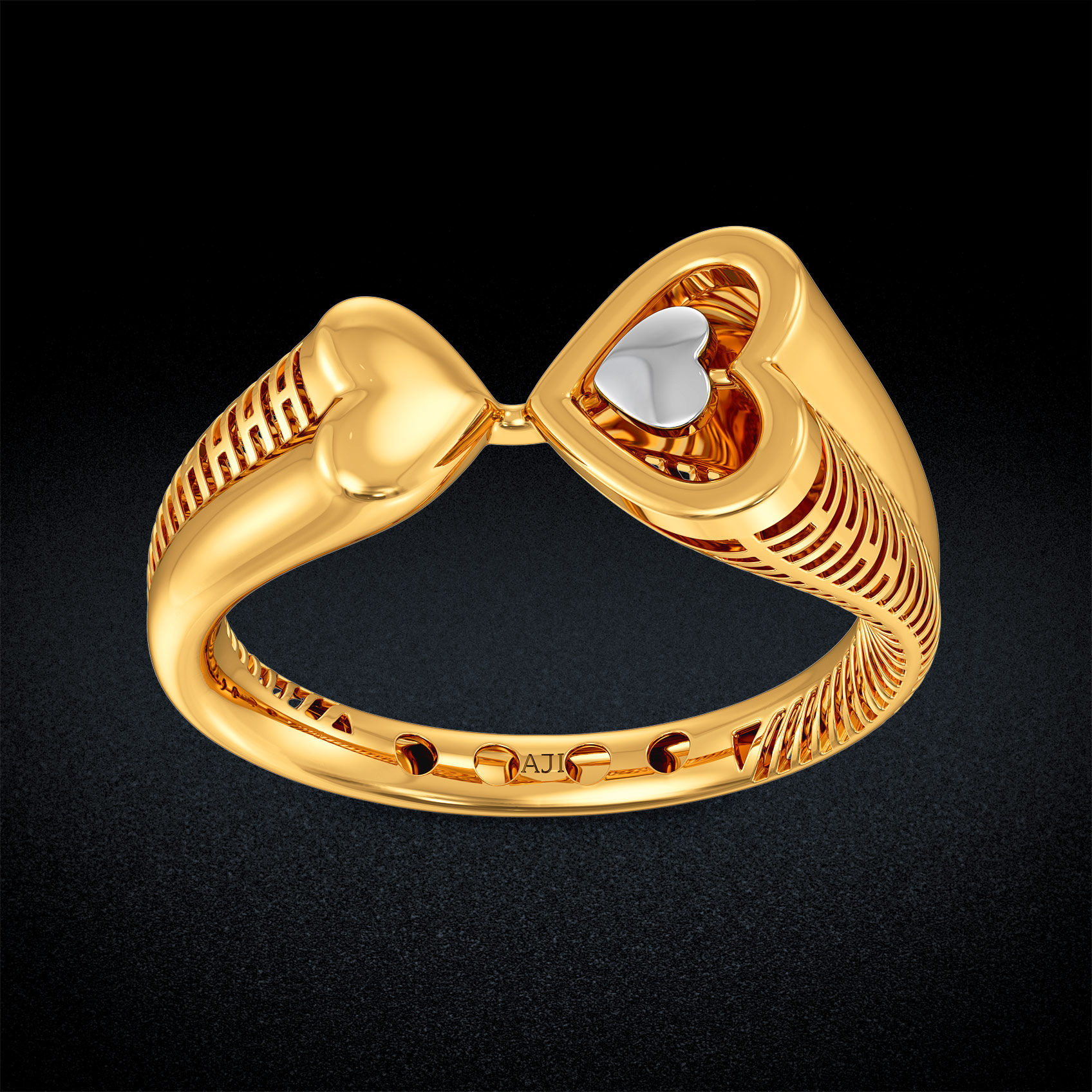 Heart Encircled Gold Ring alternate view 3