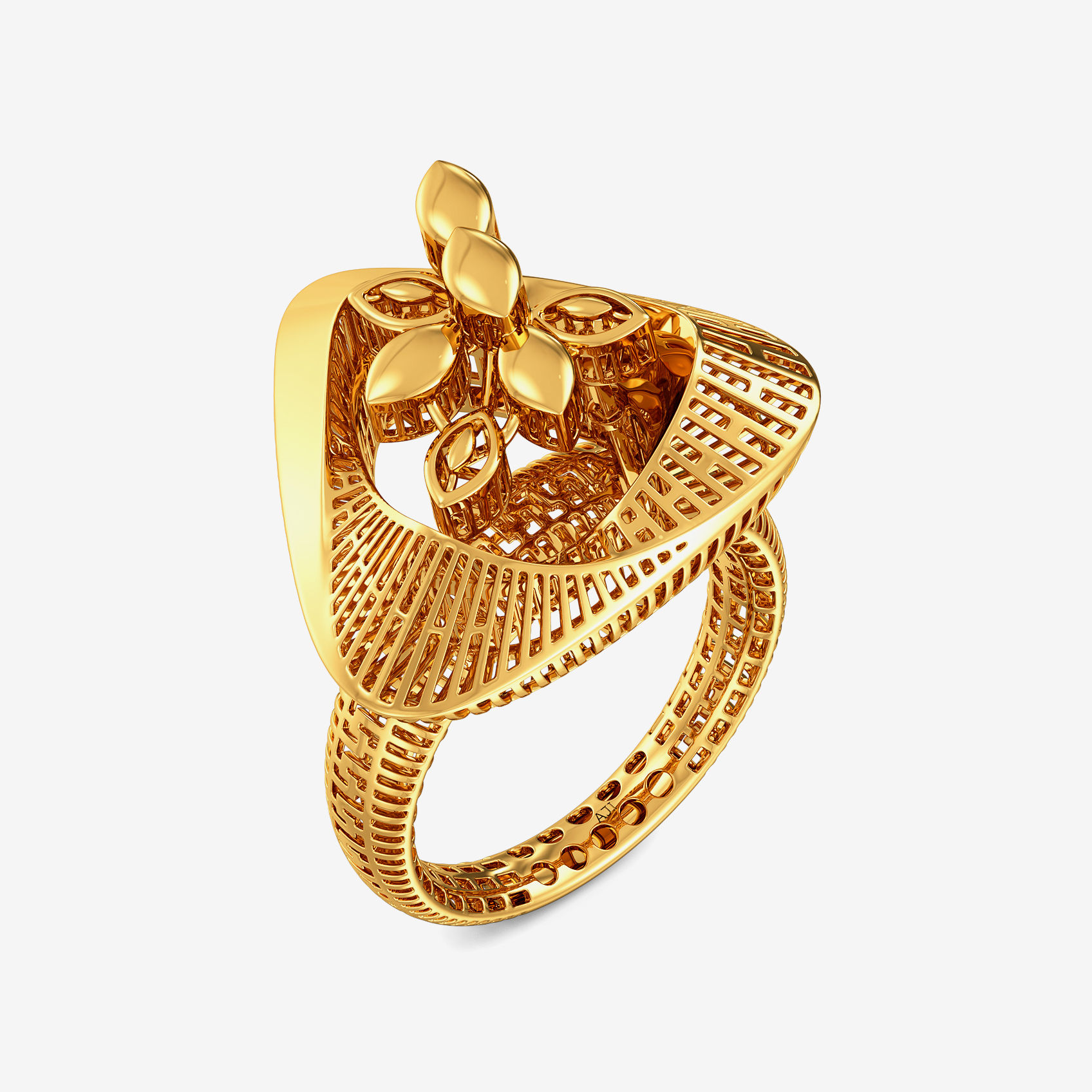 Leafy Triangle Gold Ring