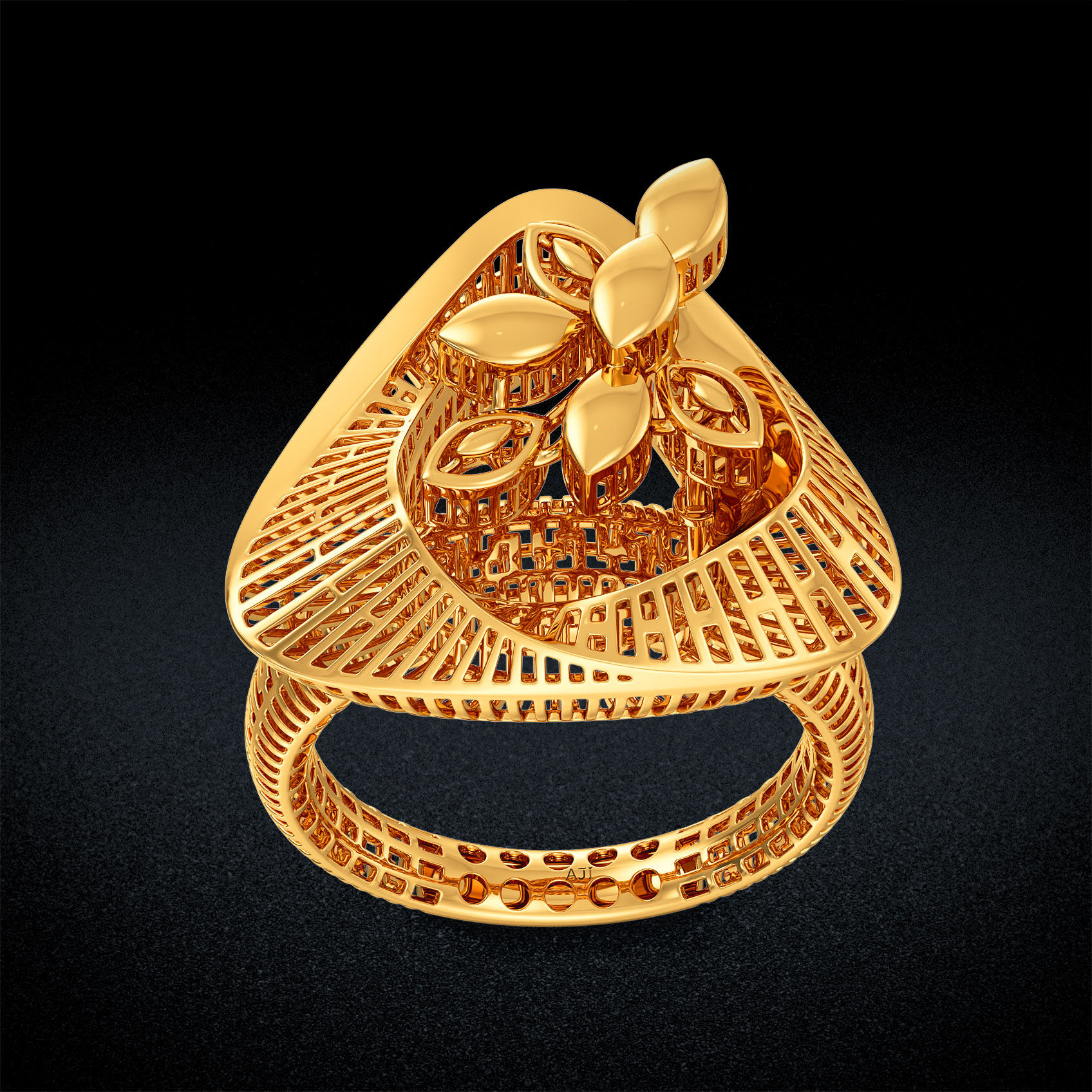 Leafy Triangle Gold Ring image