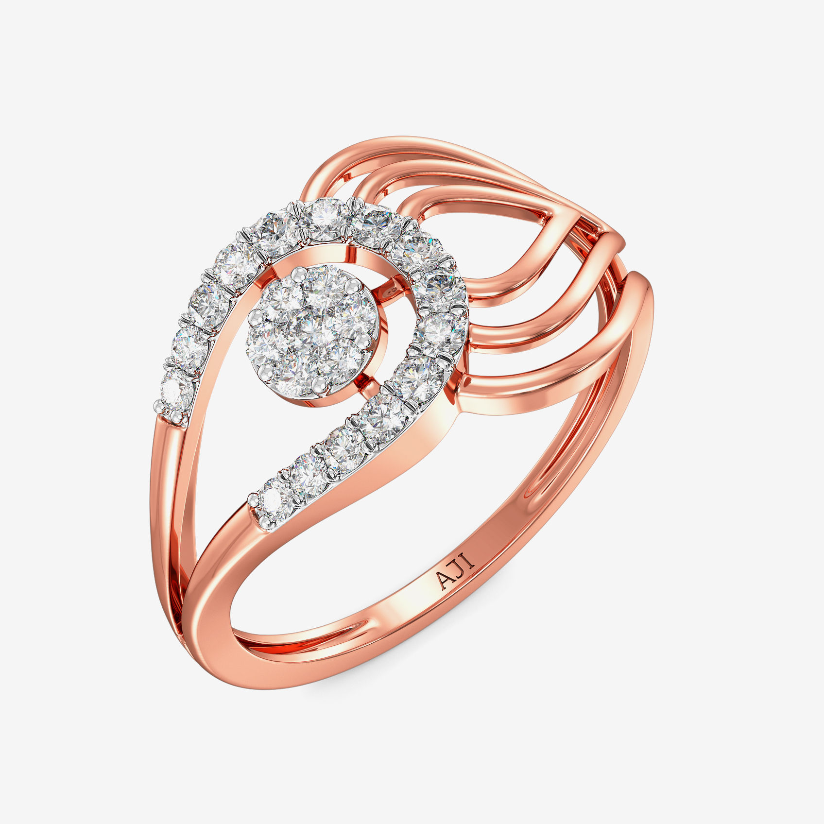 Charming Connected Teardrops Diamond Ring