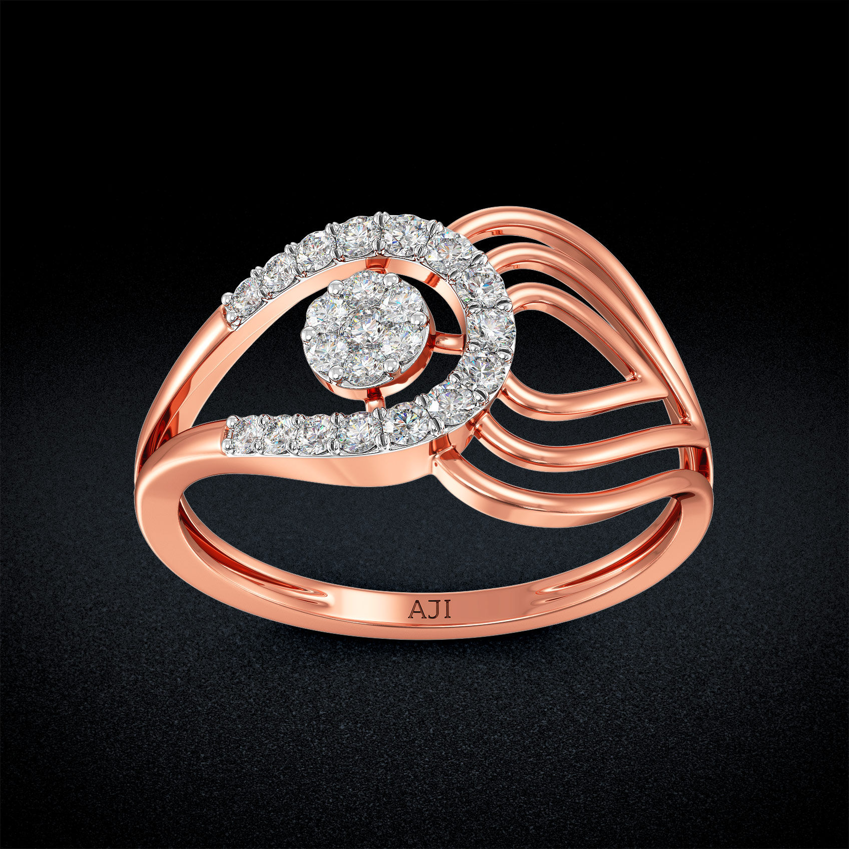 Charming Connected Teardrops Diamond Ring image