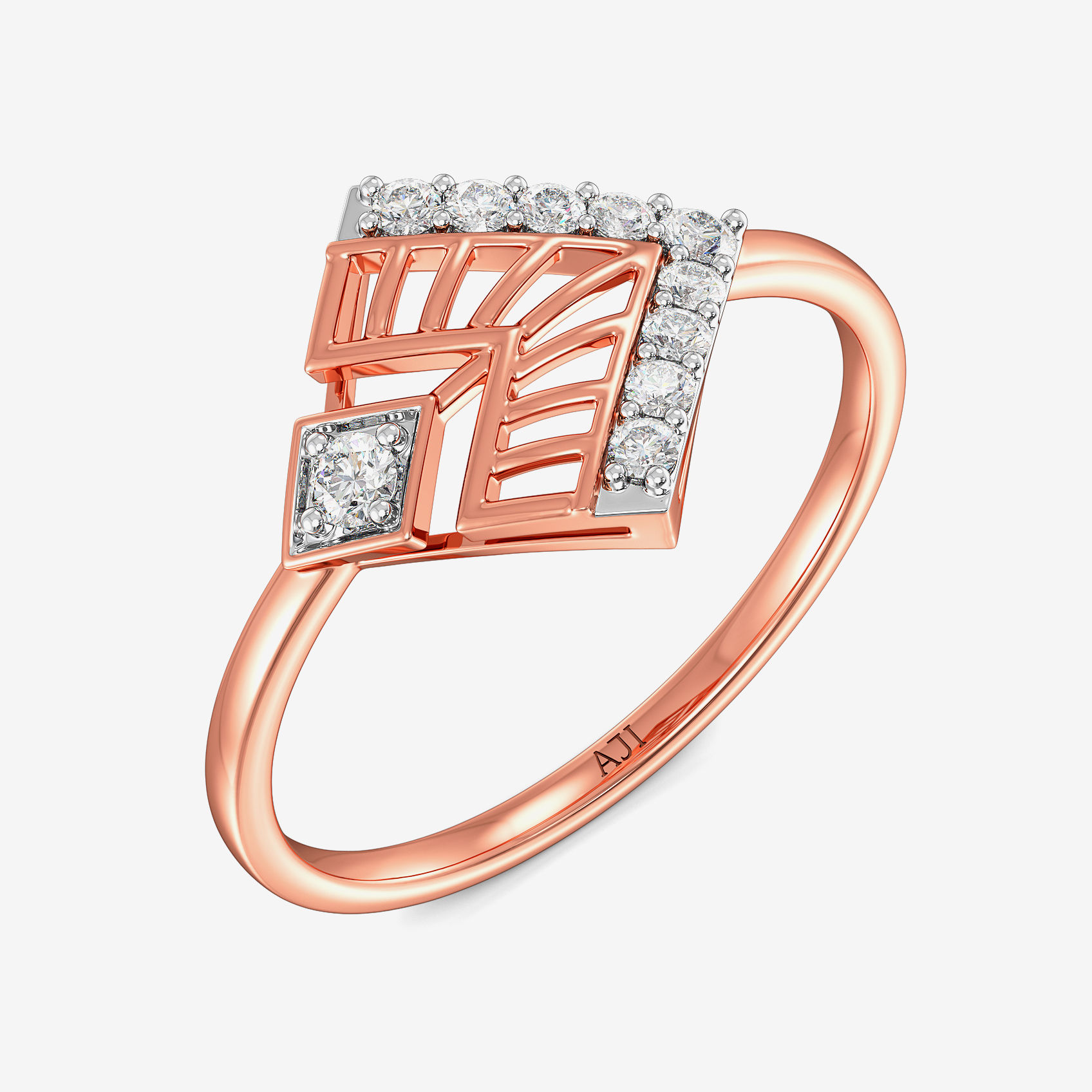 Sleek Geometric Pattern Diamond Ring