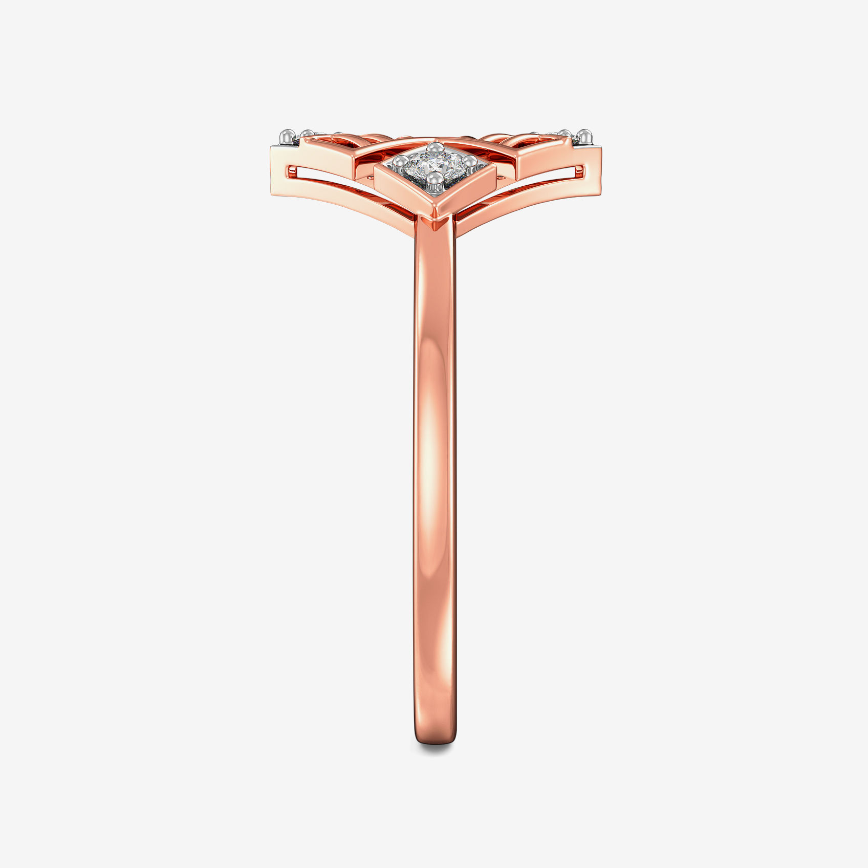 Sleek Geometric Pattern Diamond Ring alternate view 2