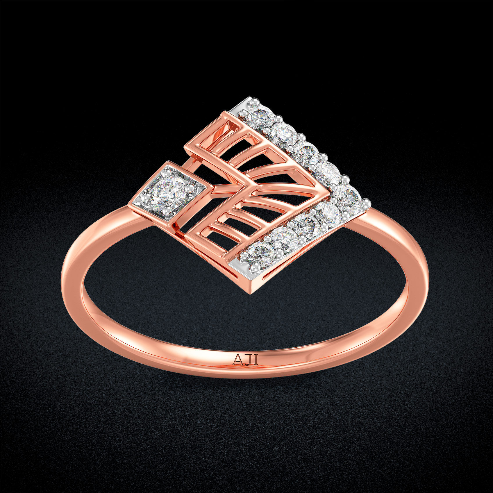 Sleek Geometric Pattern Diamond Ring image