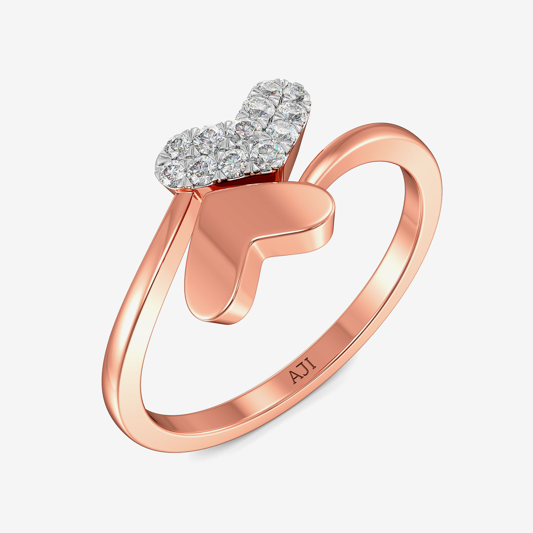 Intersecting Hearts Diamond Ring