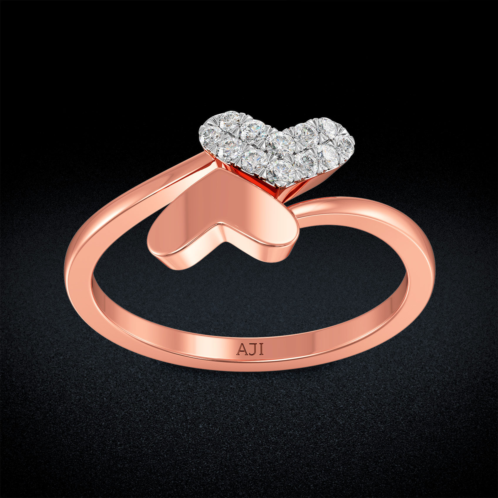 Intersecting Hearts Diamond Ring alternate view 3