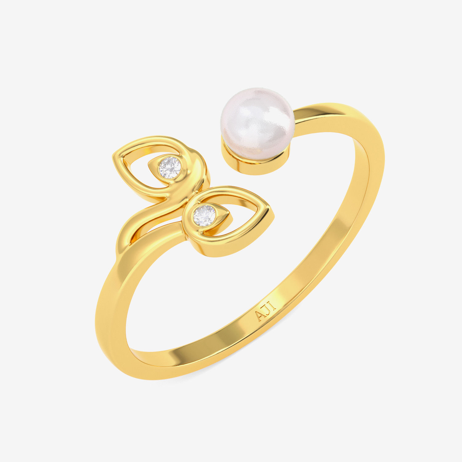 Precious Pearl Leaflet Gold Ring