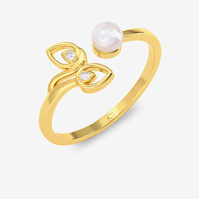Precious Pearl Leaflet Gold Ring alternate view 1