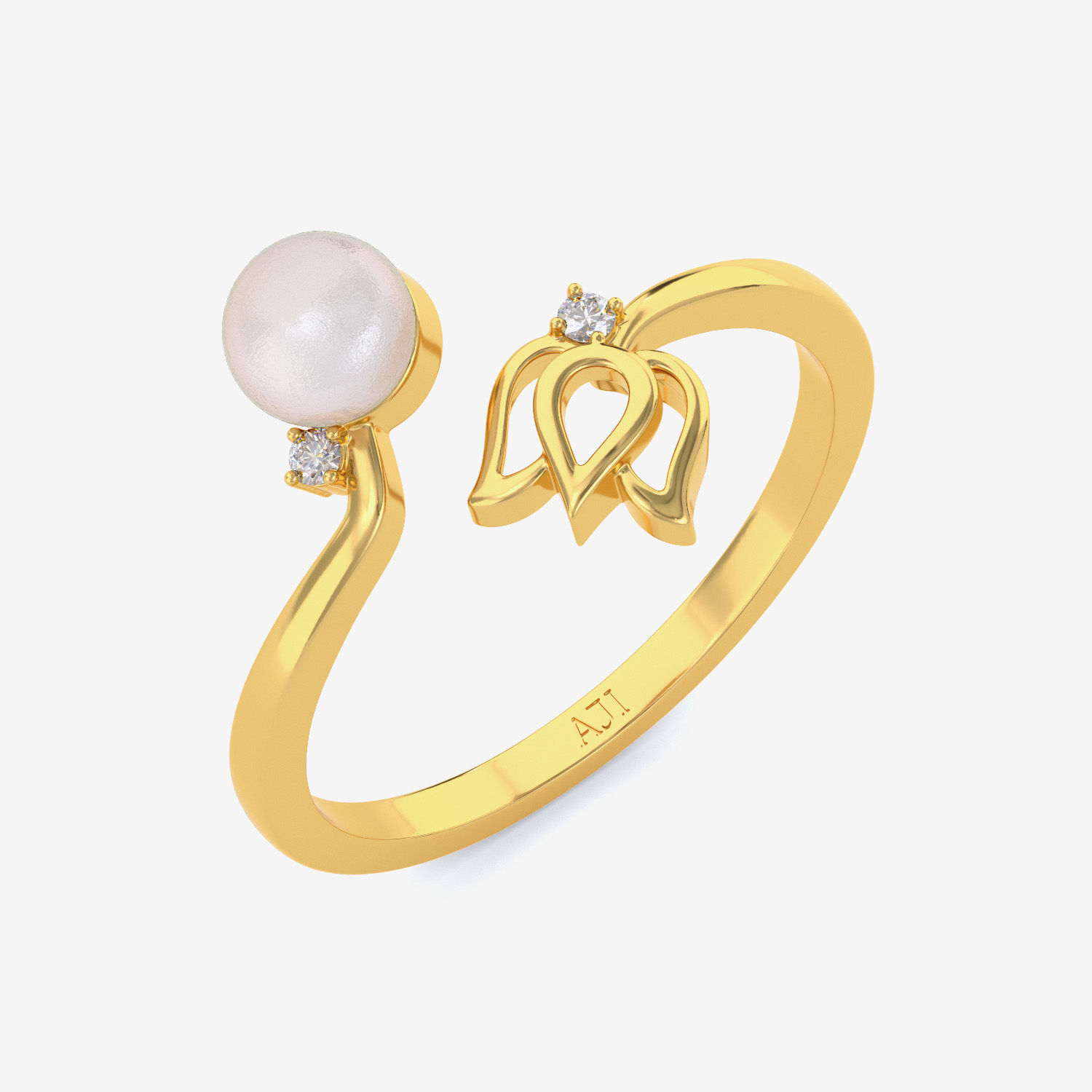 Pearl Lotus Gold Ring