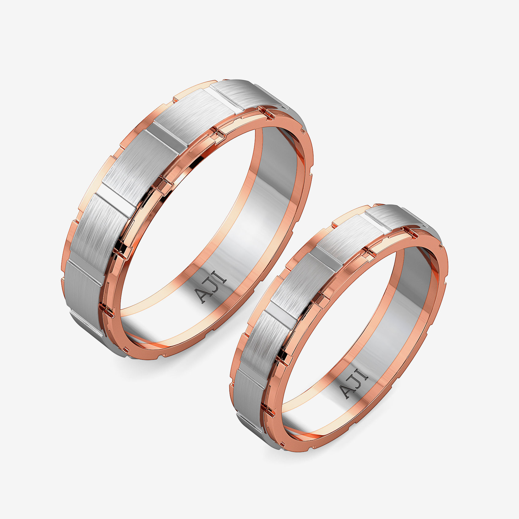 Textured Square Platinum Ring Combo