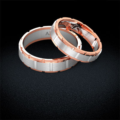 Textured Square Platinum Ring Combo alternate view 2