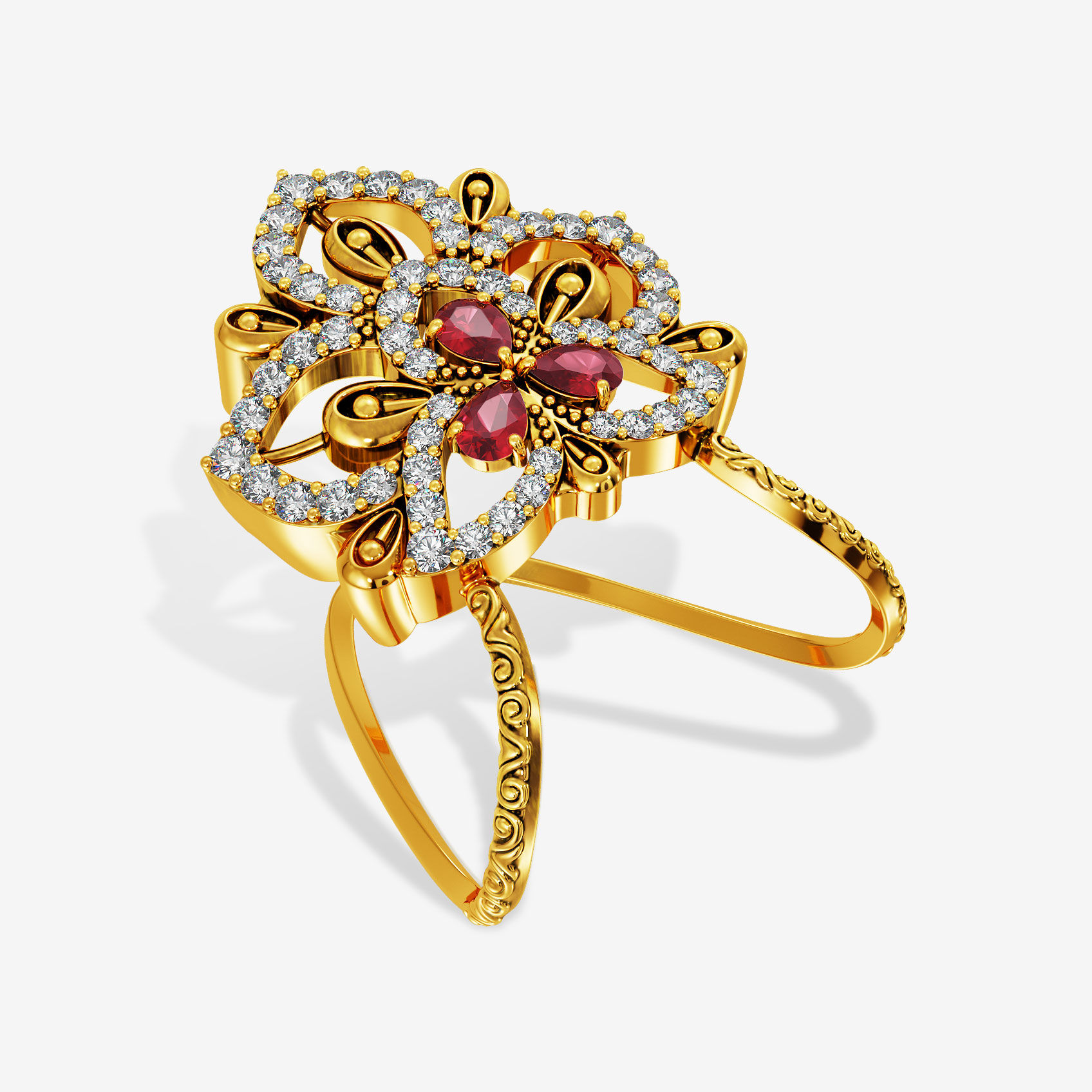 Regal Floral Gold Vanki Ring